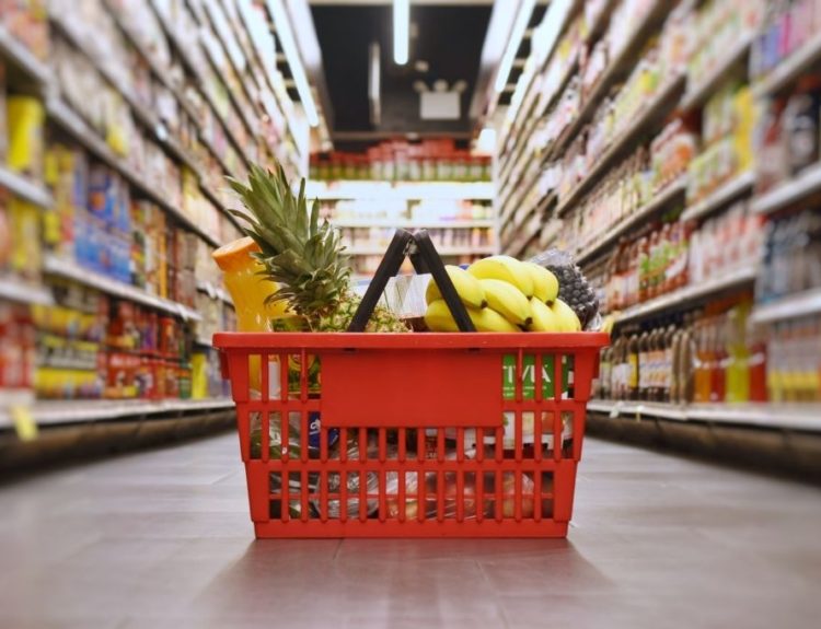 Grocery basket with products